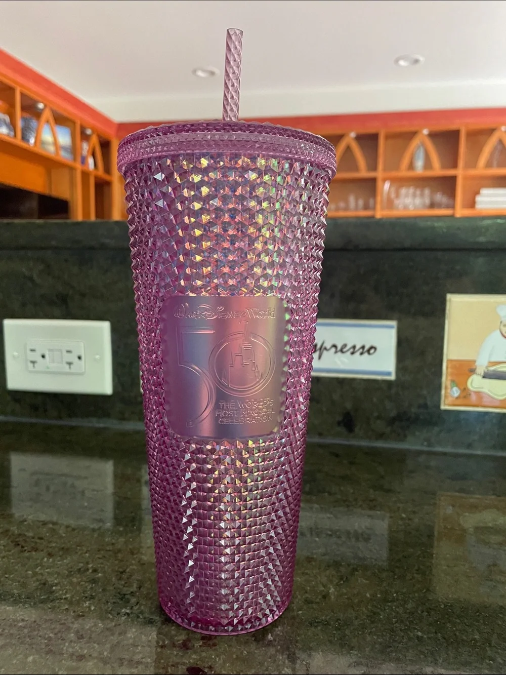 Starbucks Iridescent Purple Studded Tumbler Straw New Disney 50th Celebration
